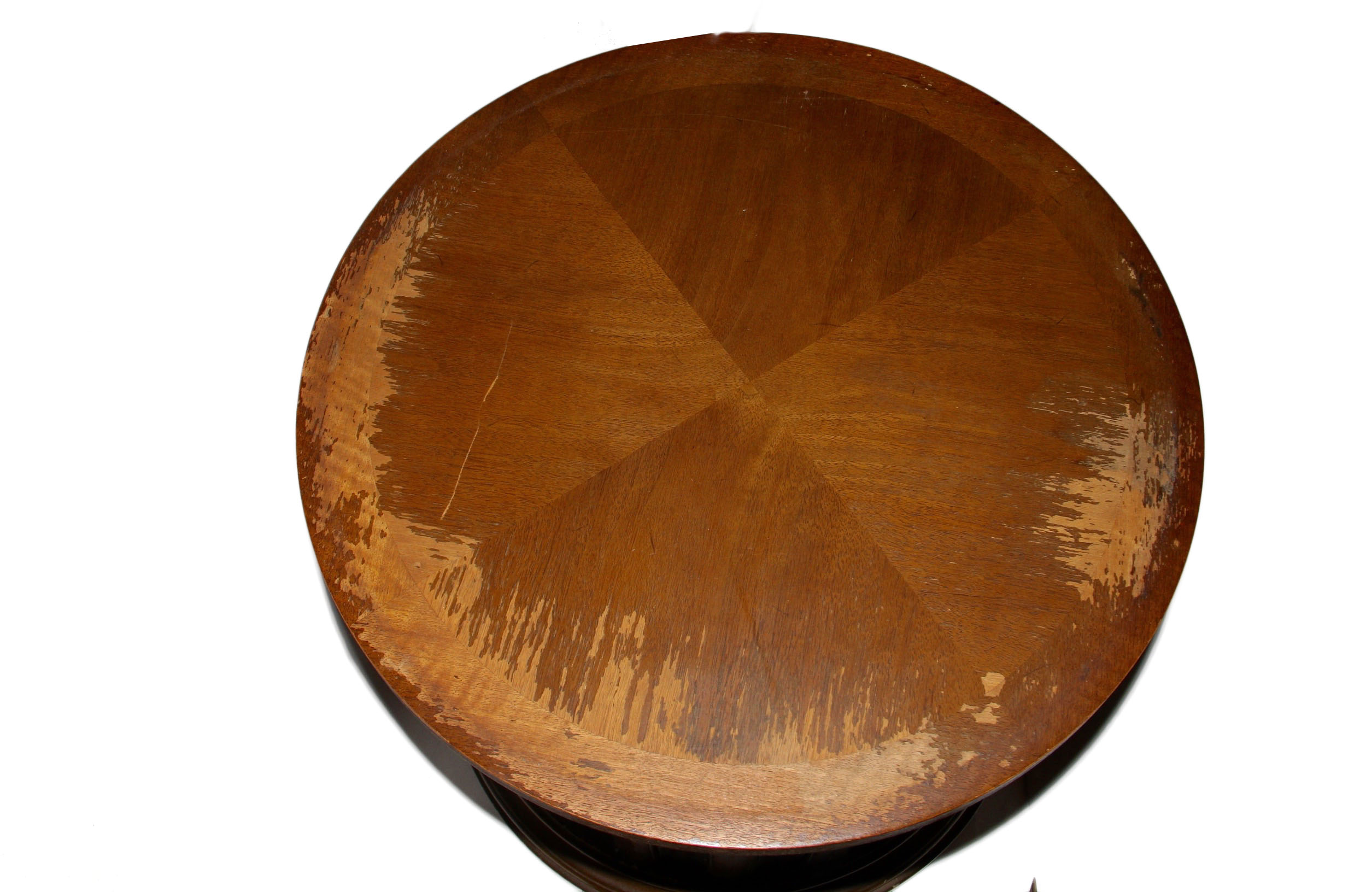 Vintage Column End Table and Round Mirror