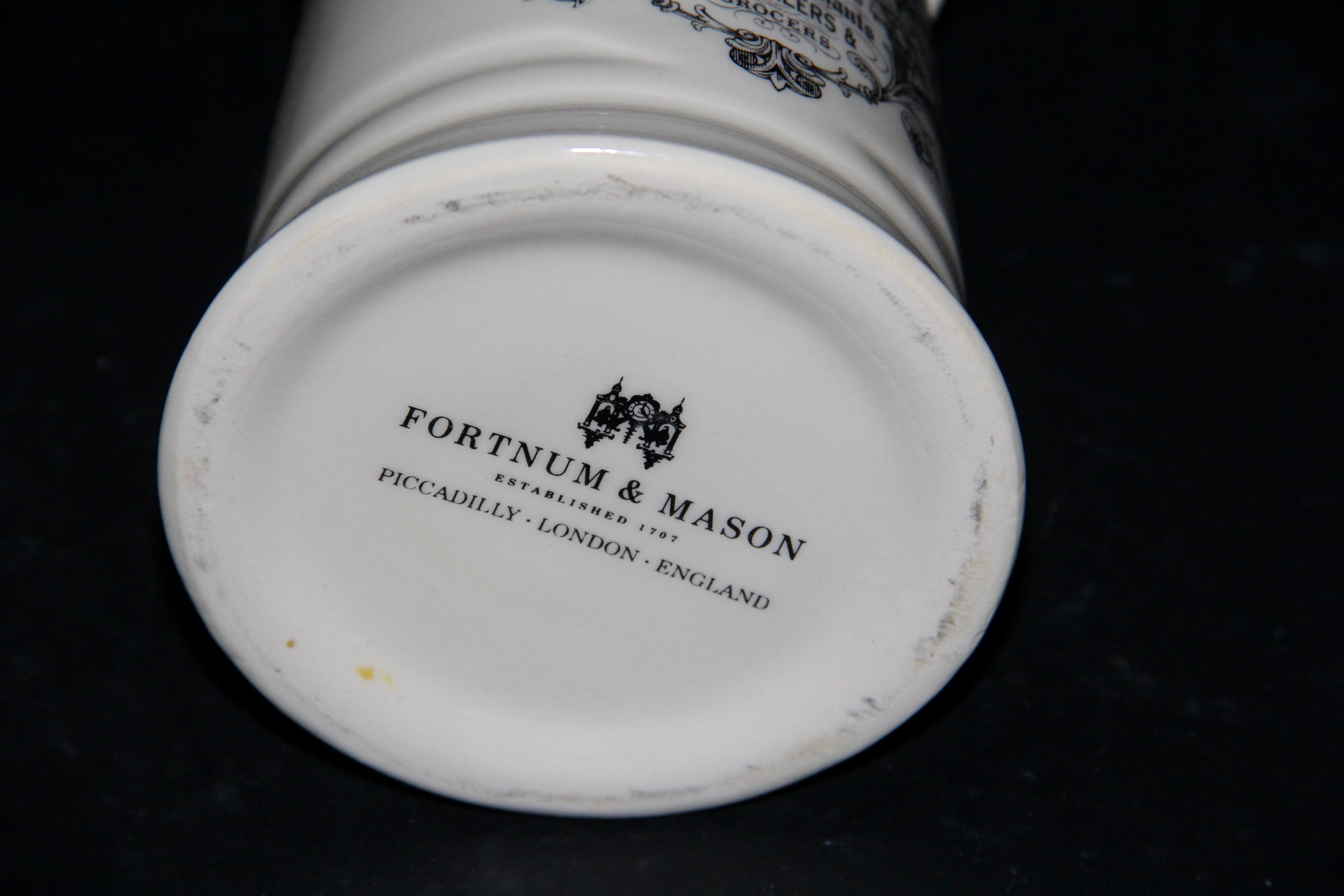 English Fortnum & Mason Ceramic "Blue Stilton Cheese" Canisters