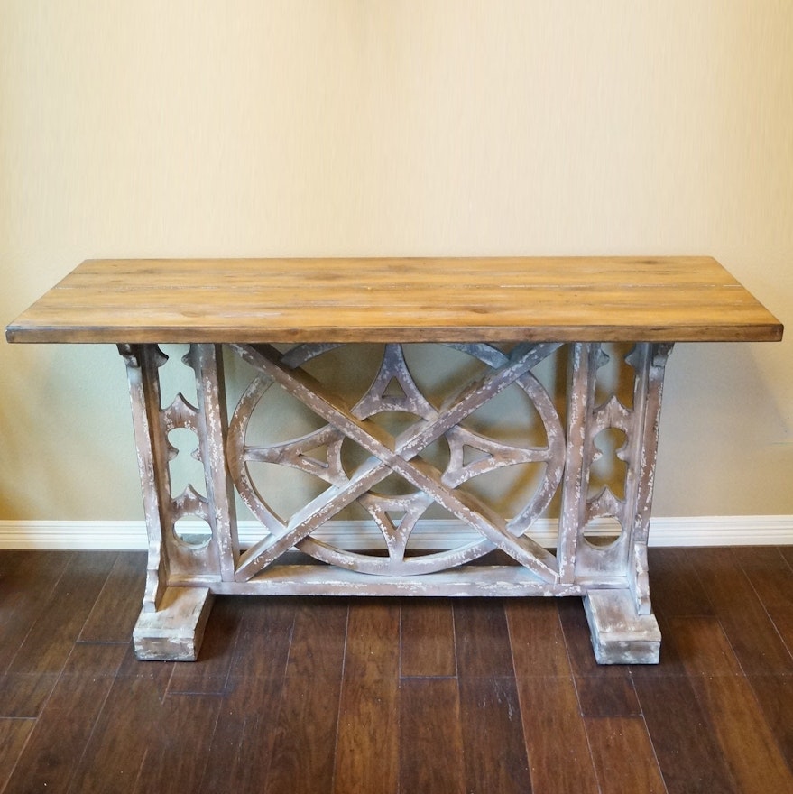 Distressed Wood Console Table