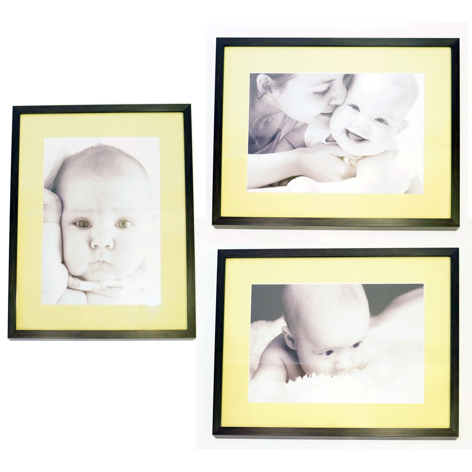 Trio of Black and White Baby Photographs