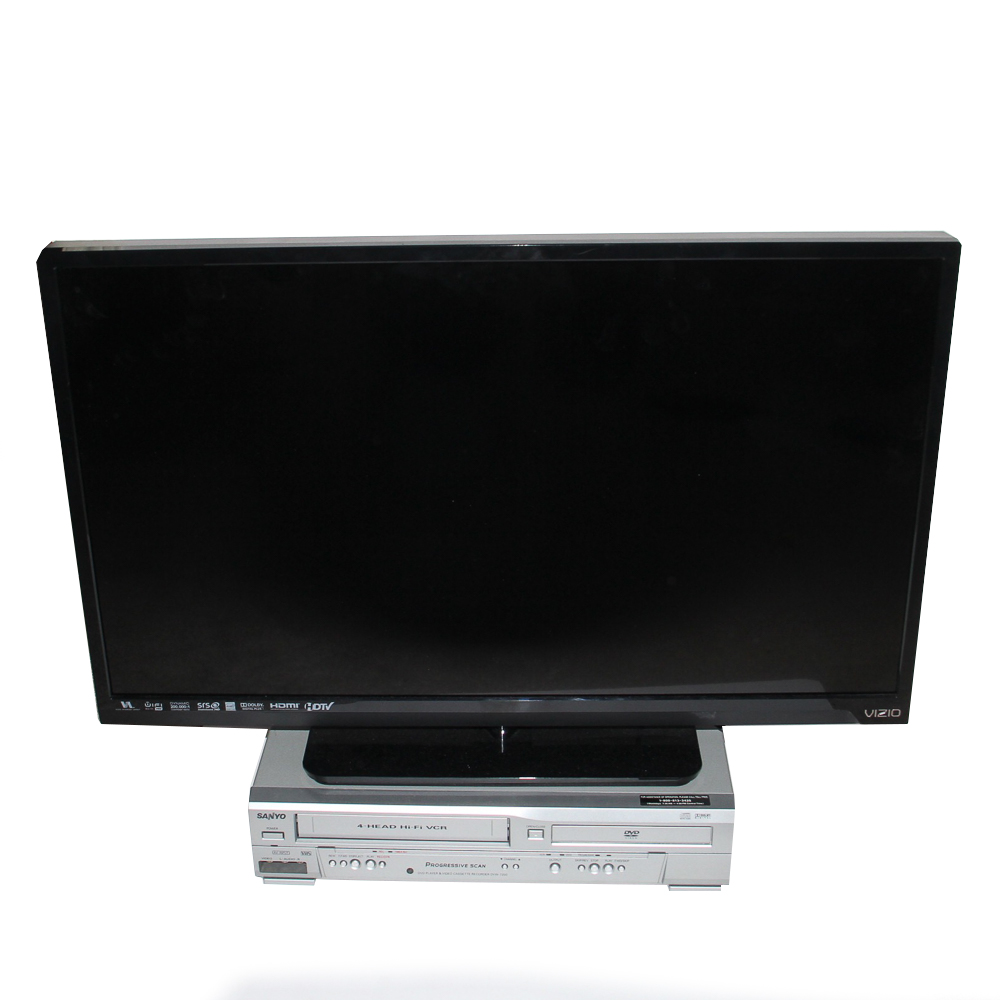 Vizip 34" Television and Vintage Sanyo VHS Player