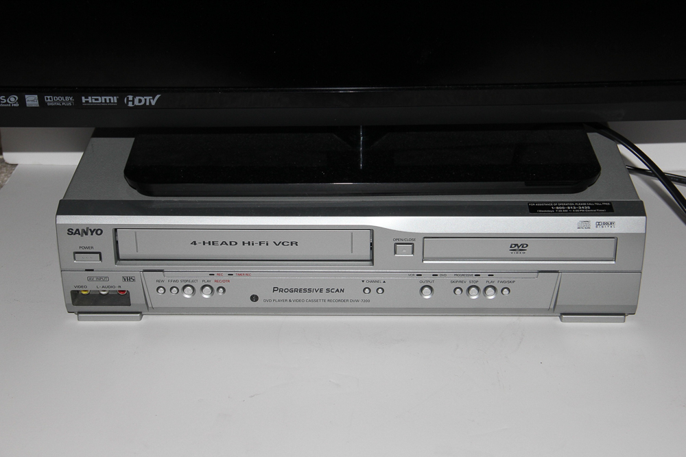 Vizip 34" Television and Vintage Sanyo VHS Player