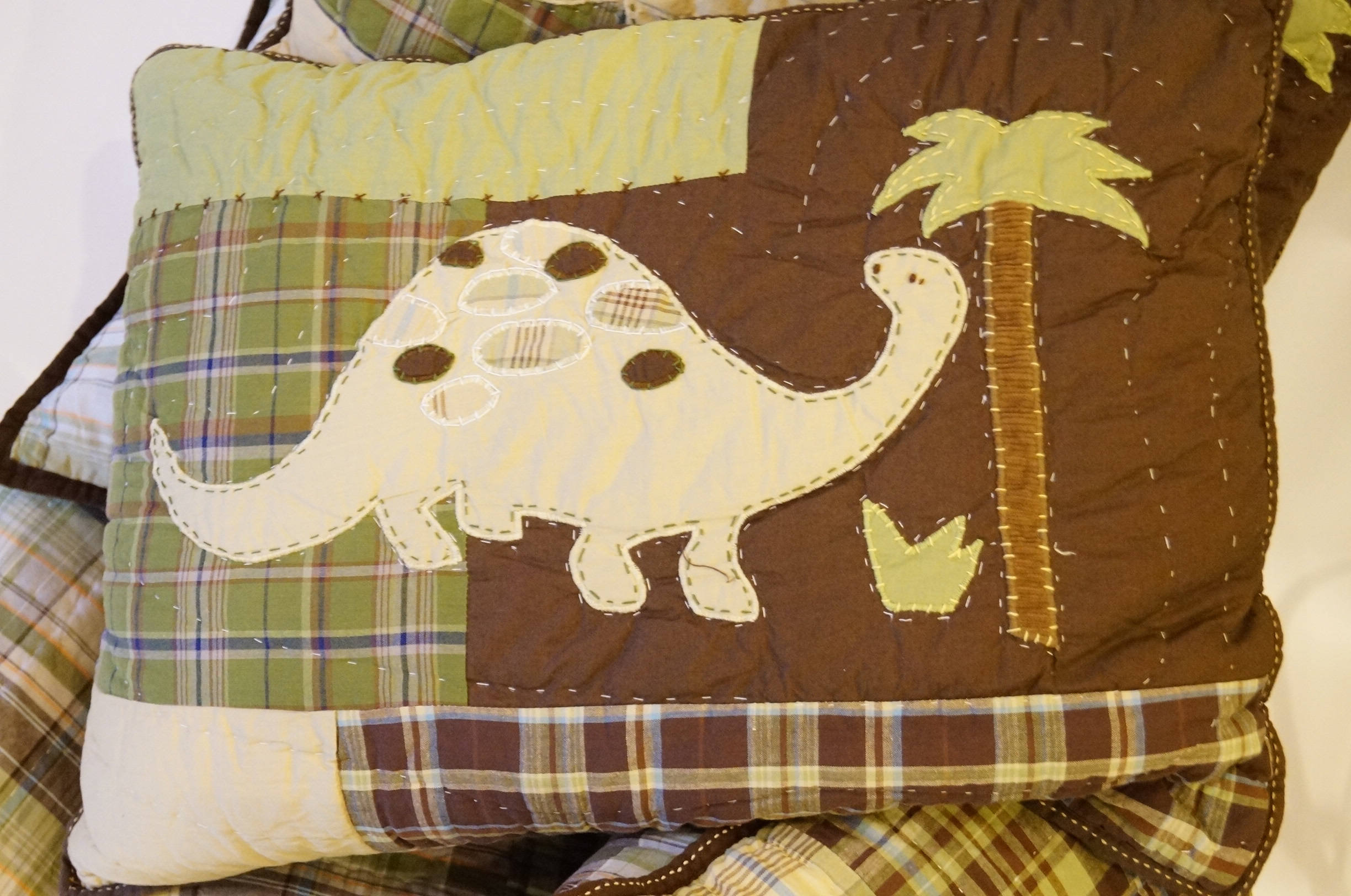 Pair of Pottery Barn KId's Madras Quilted Twin Bedding