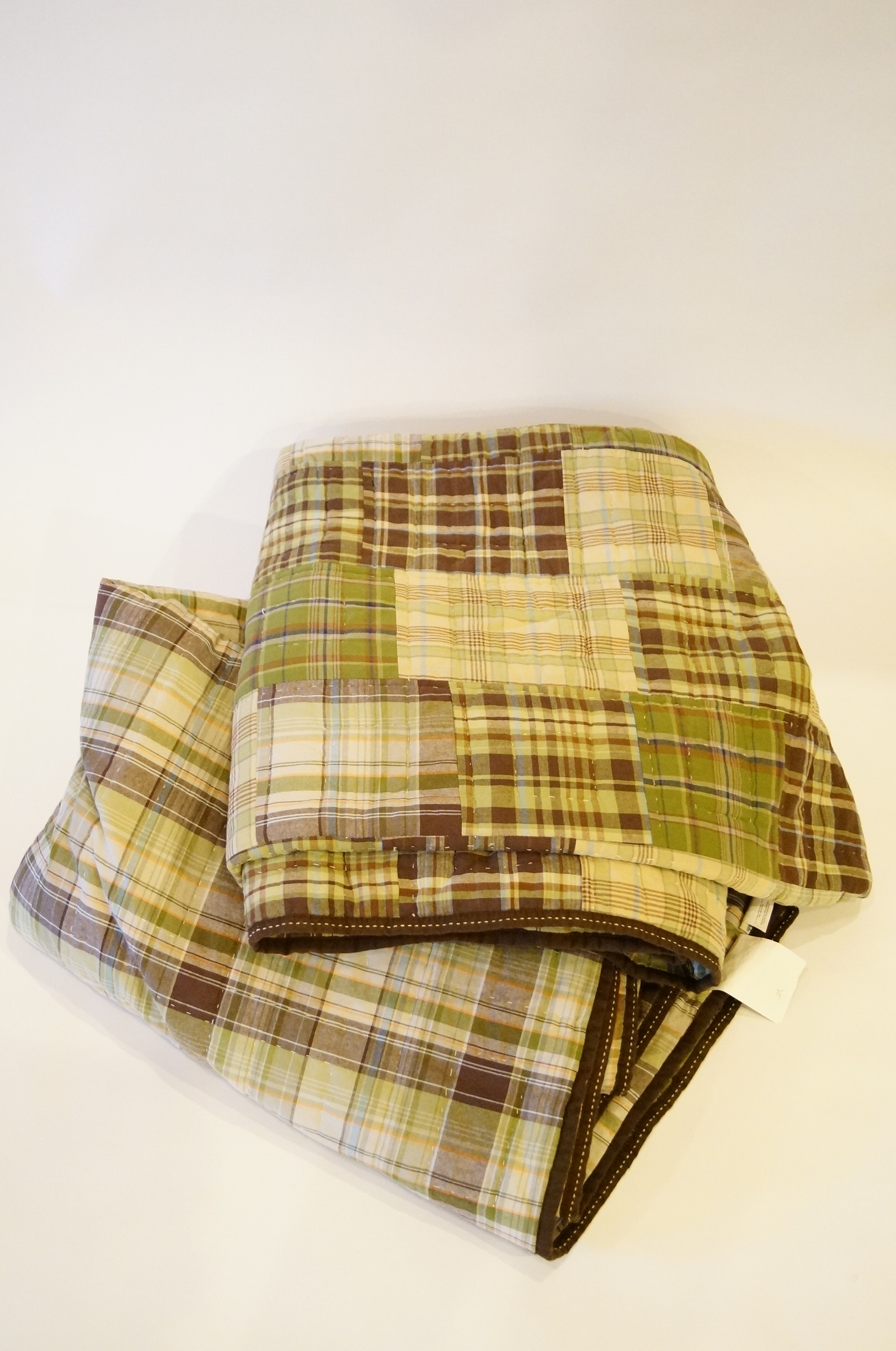 Pair of Pottery Barn KId's Madras Quilted Twin Bedding