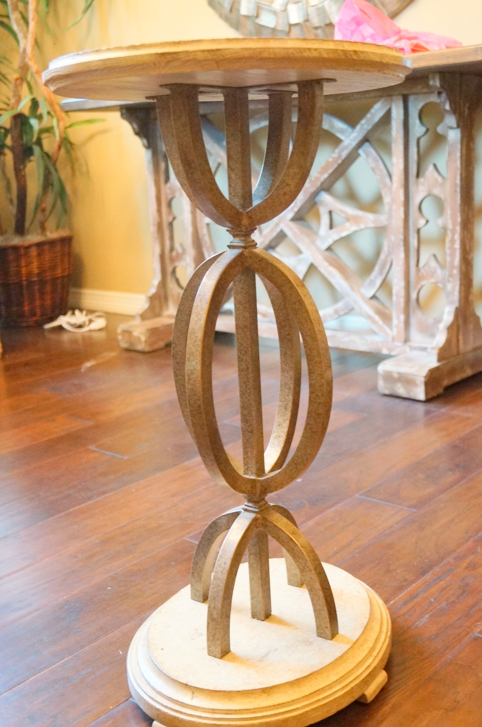 Iron and Wood Accent Table