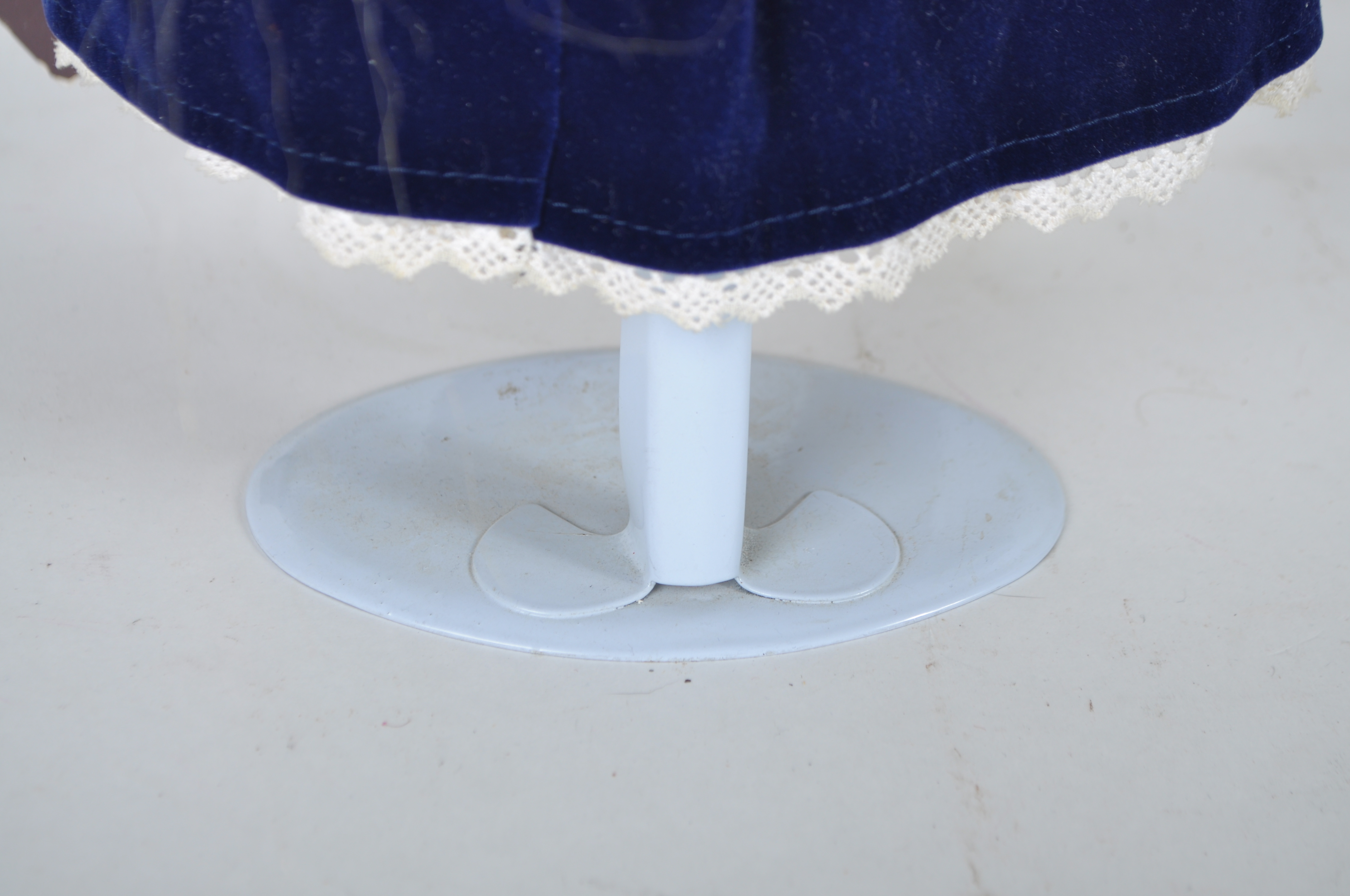 House of Lloyd Porcelain Doll in Blue Velvet Dress