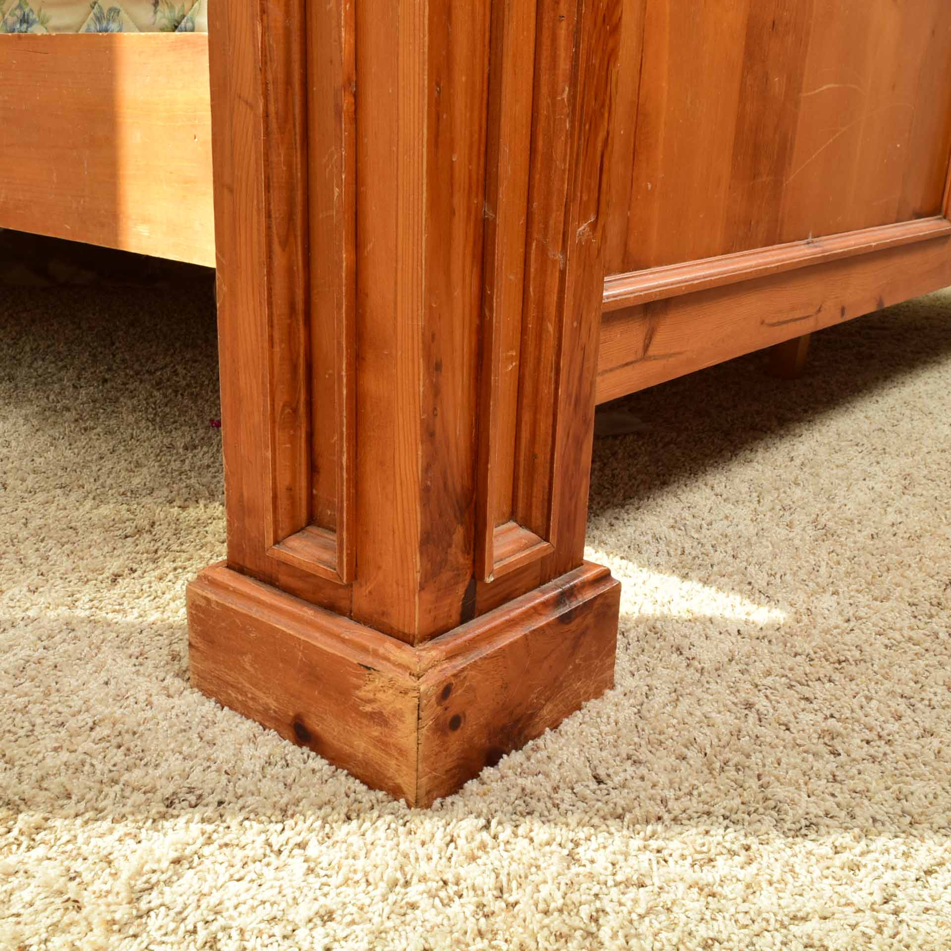 Country Style Pine and Iron King Bed