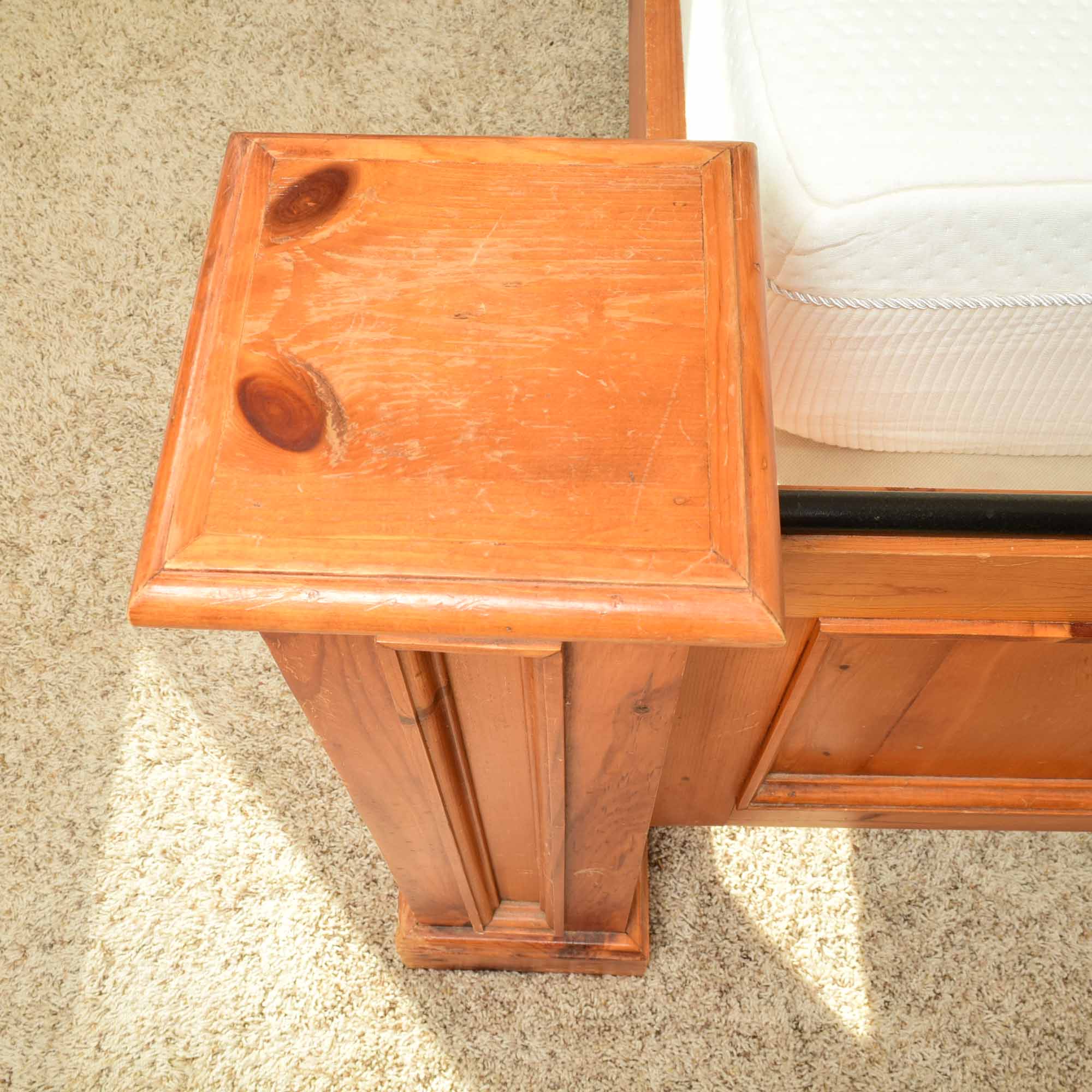 Country Style Pine and Iron King Bed