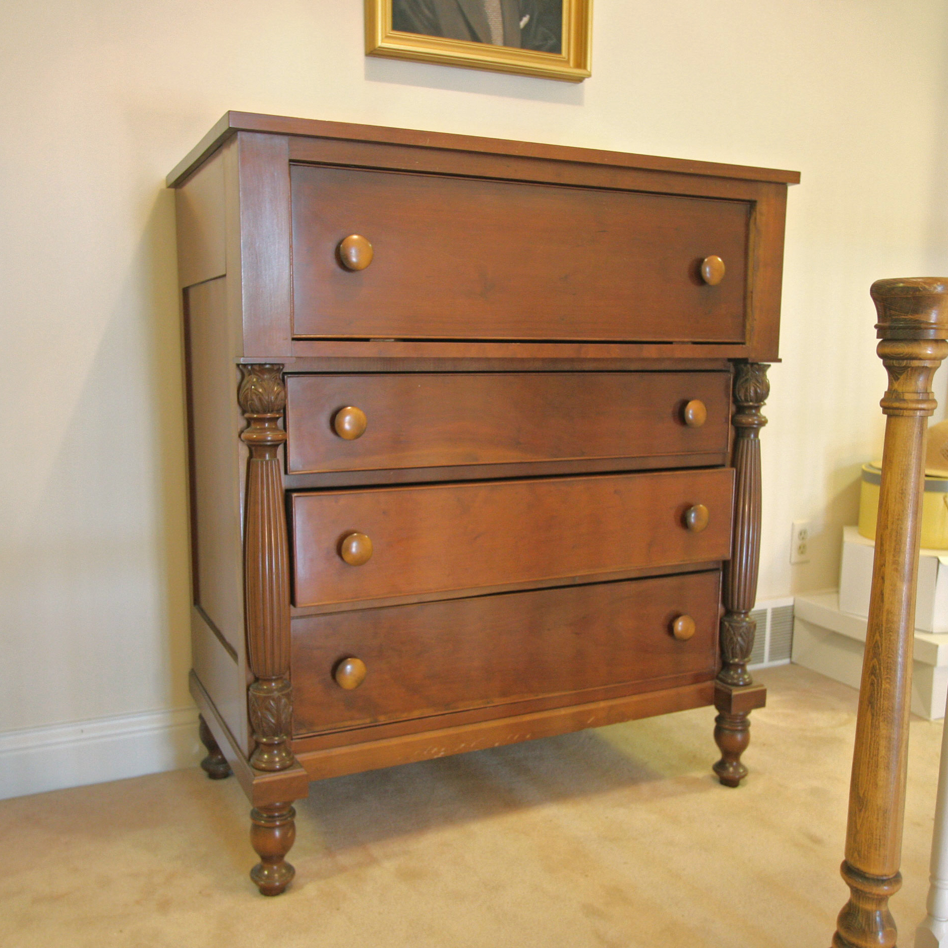 Circa 1890 Cherry Empire Style Chest of Drawers