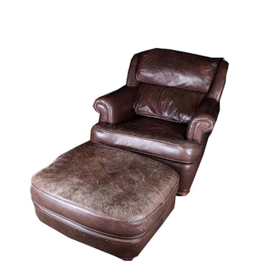 Leather Club Chair with Ottoman