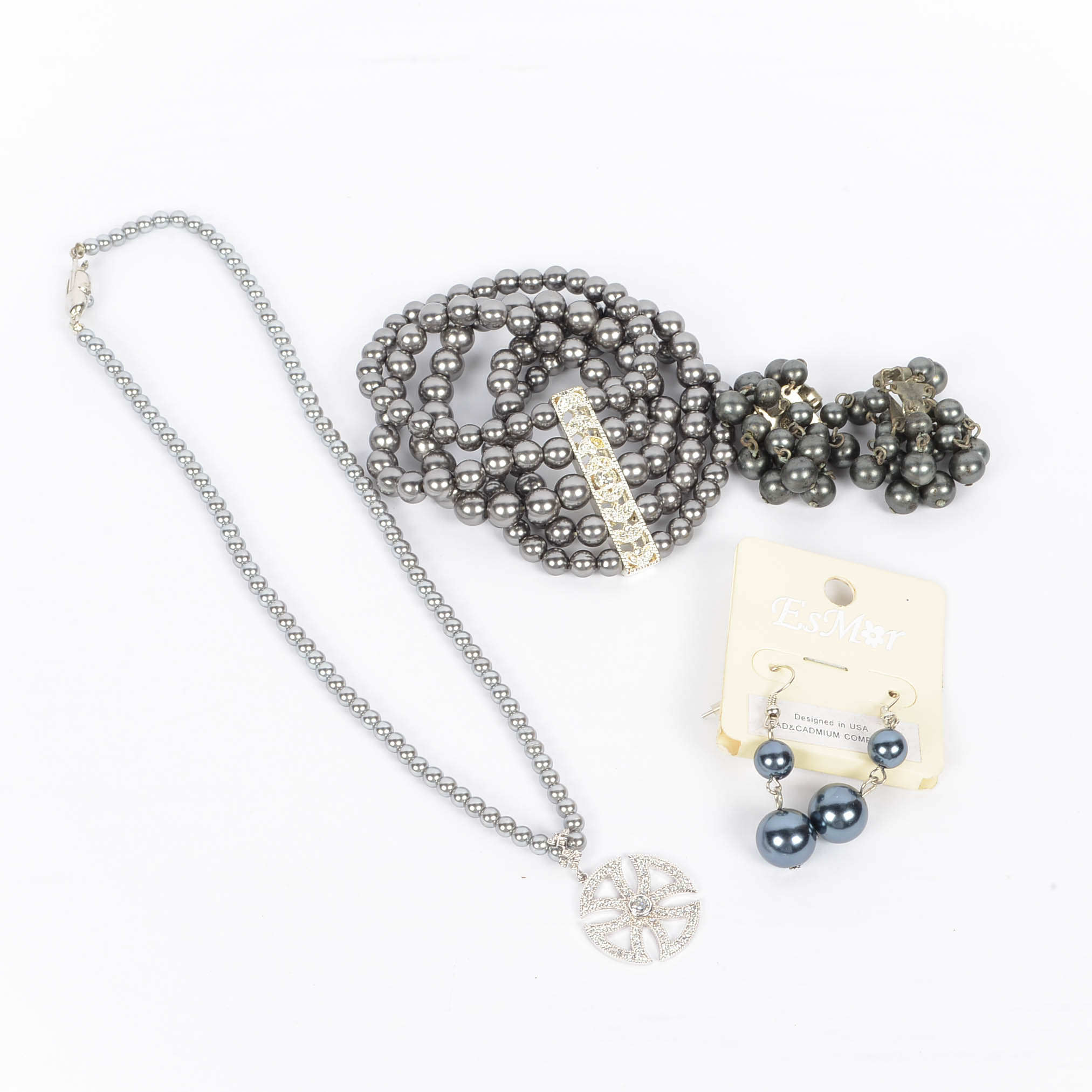 Grouping of Grey Hued Jewelry