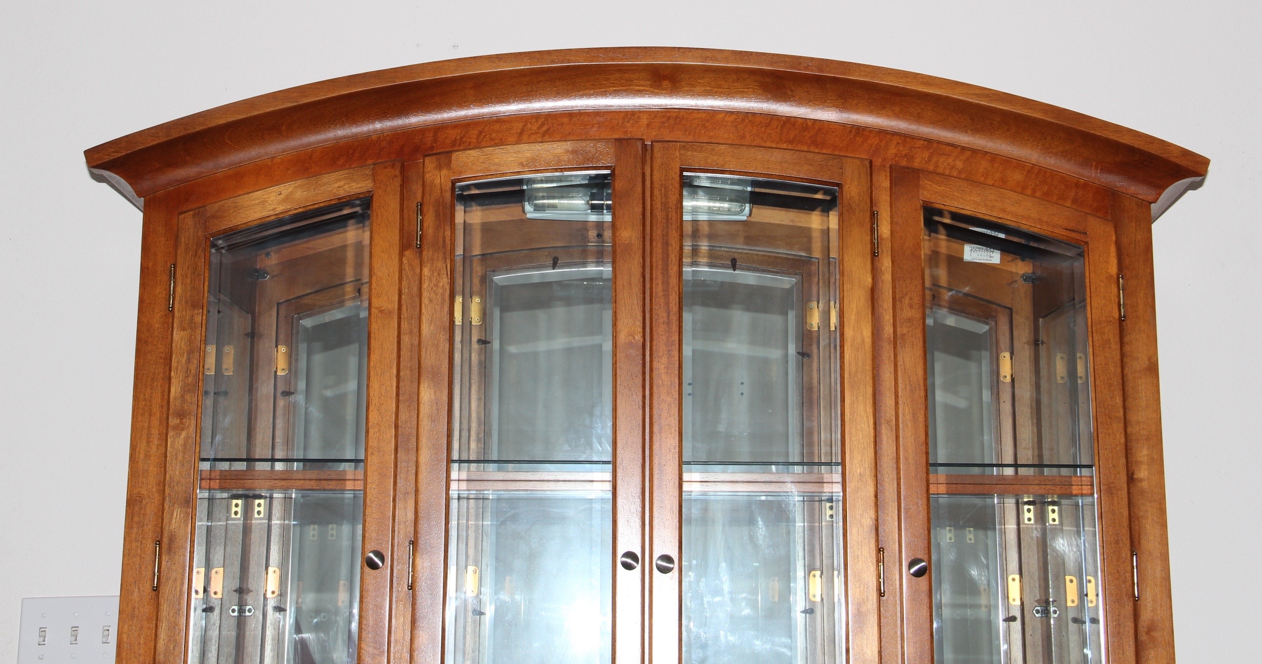 Cherry Finished Bowed Top China Hutch