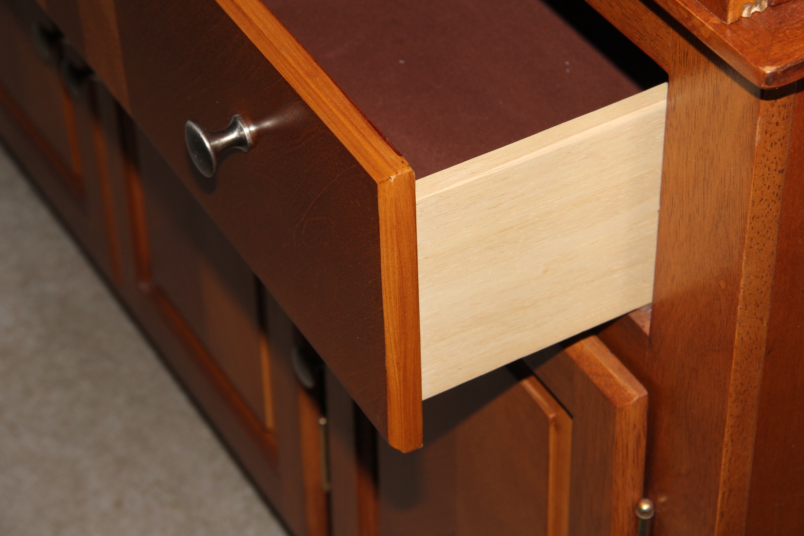 Cherry Finished Bowed Top China Hutch