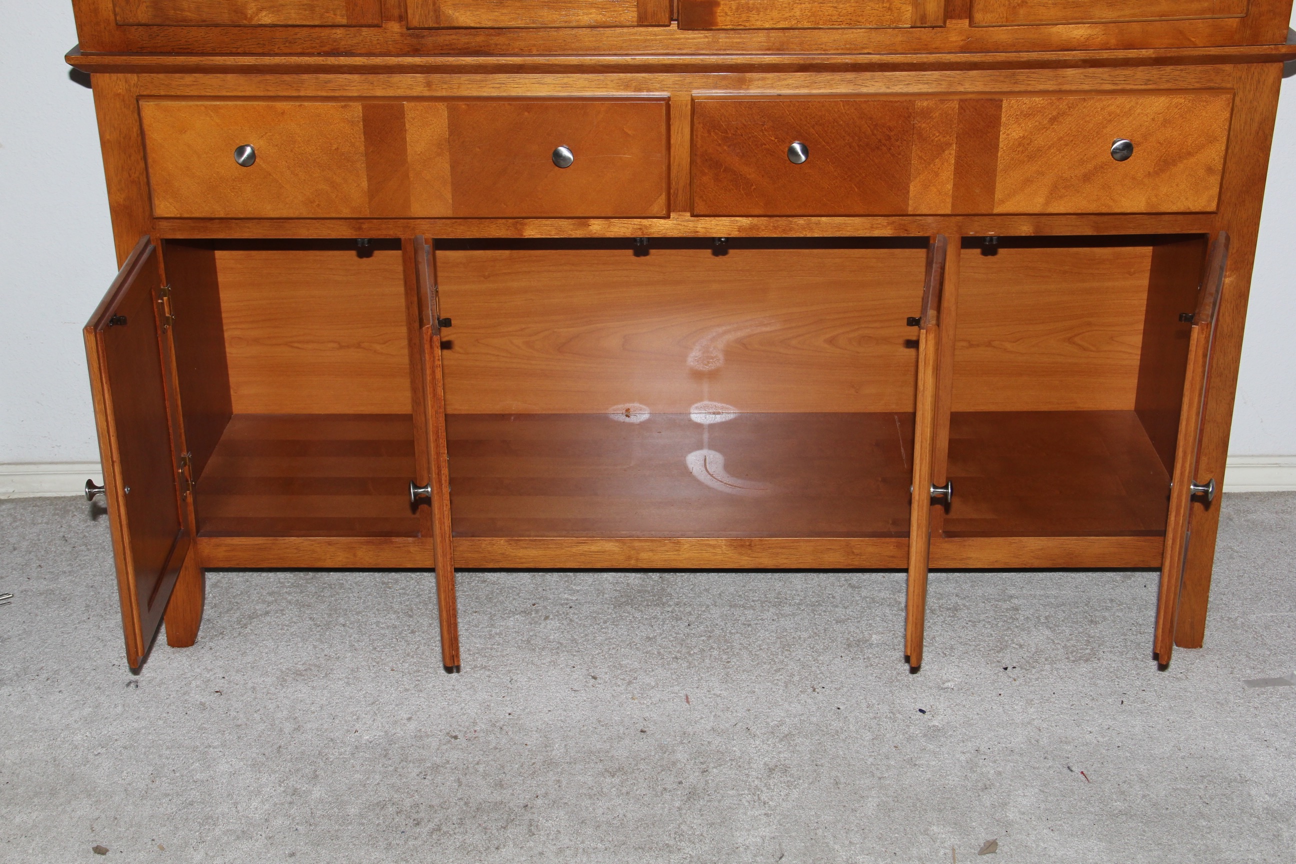 Cherry Finished Bowed Top China Hutch