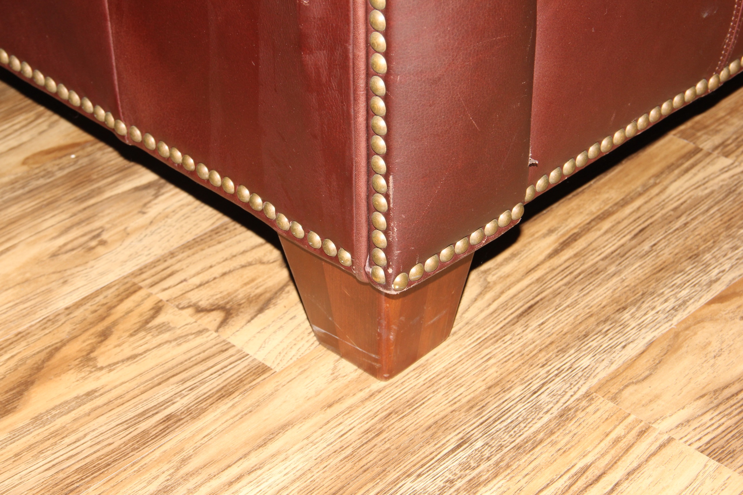 Traditional Cordovan Leather Sofa