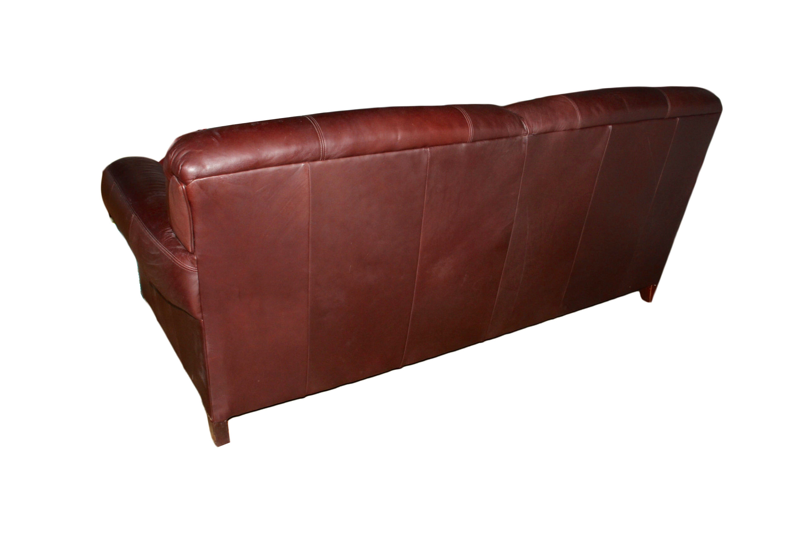 Traditional Cordovan Leather Sofa