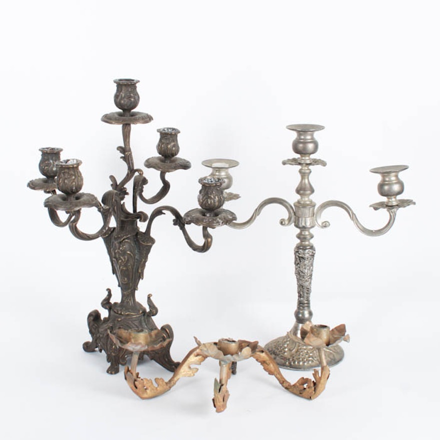 Set of Pewter Candelabras