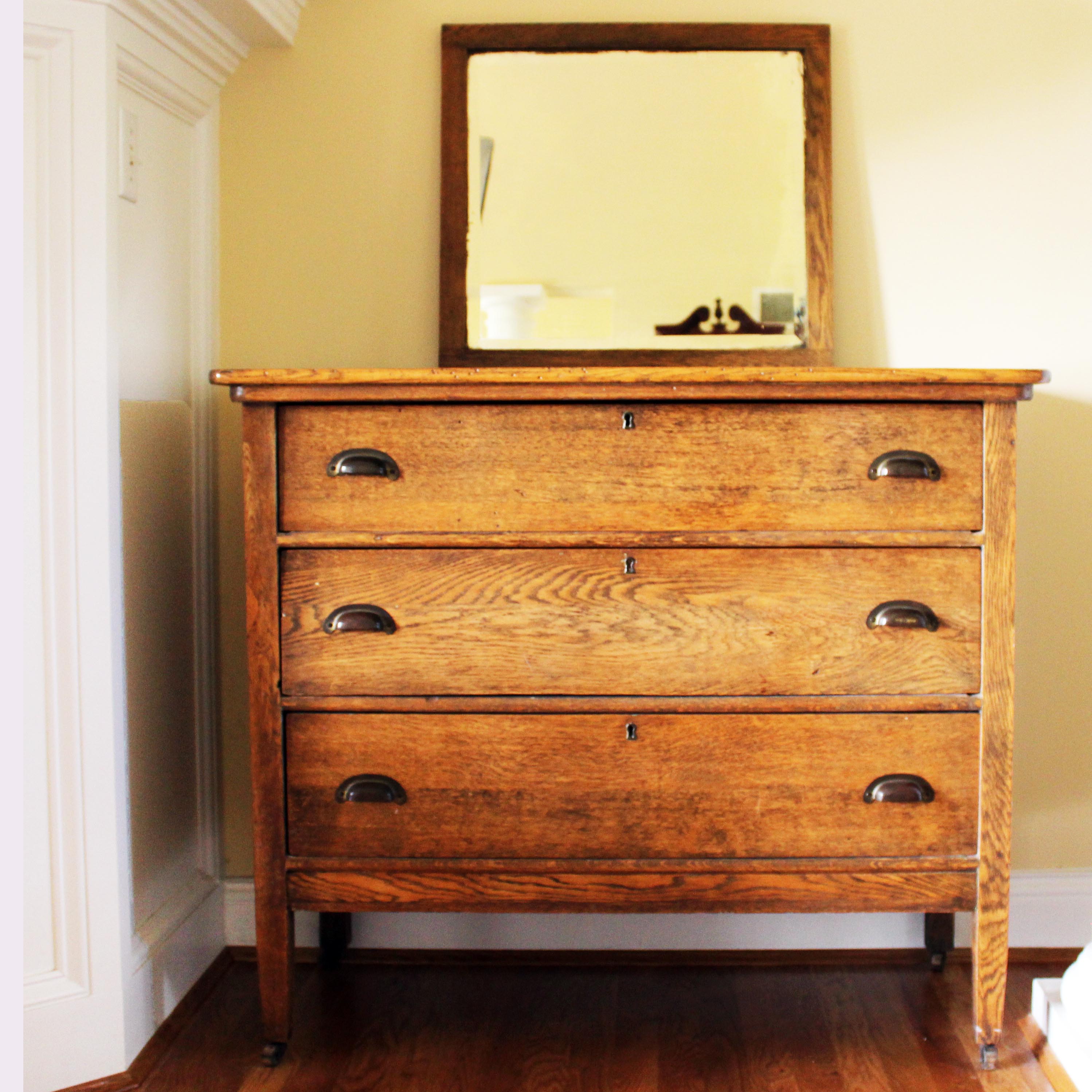 Mid Victorian Chest of Drawers and Mirror