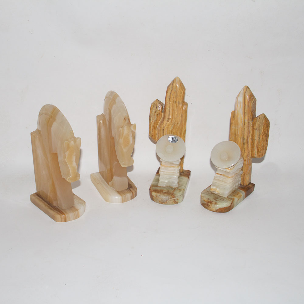 Two Sets of Marble Book Ends