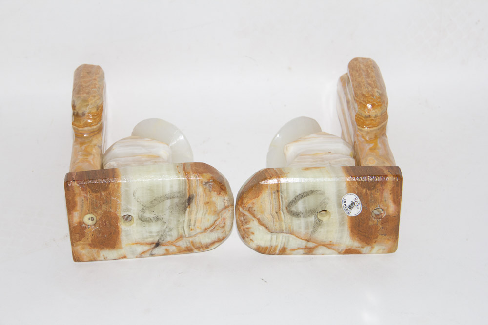 Two Sets of Marble Book Ends