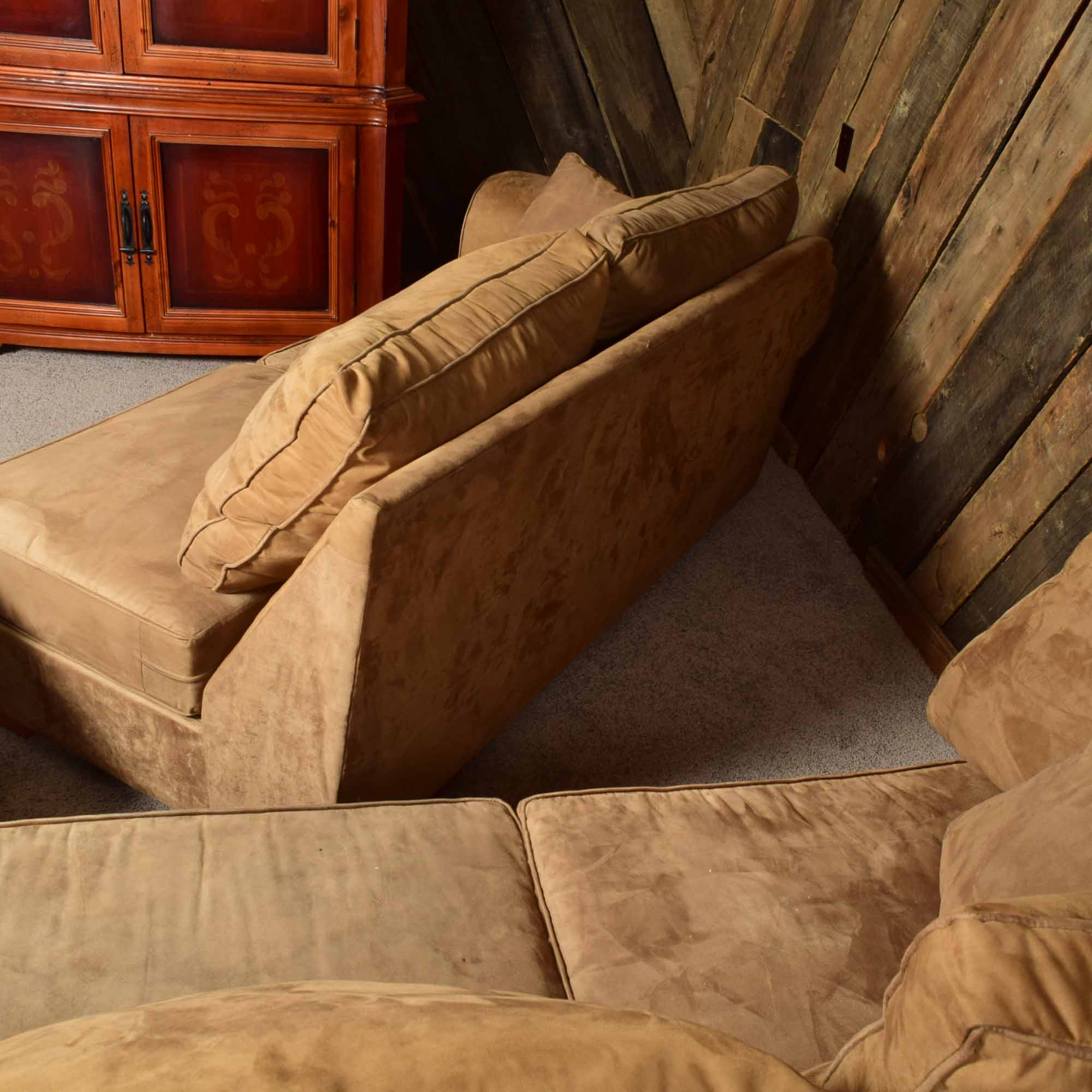 Tan Micorsuede Three-Piece Sectional Sofa