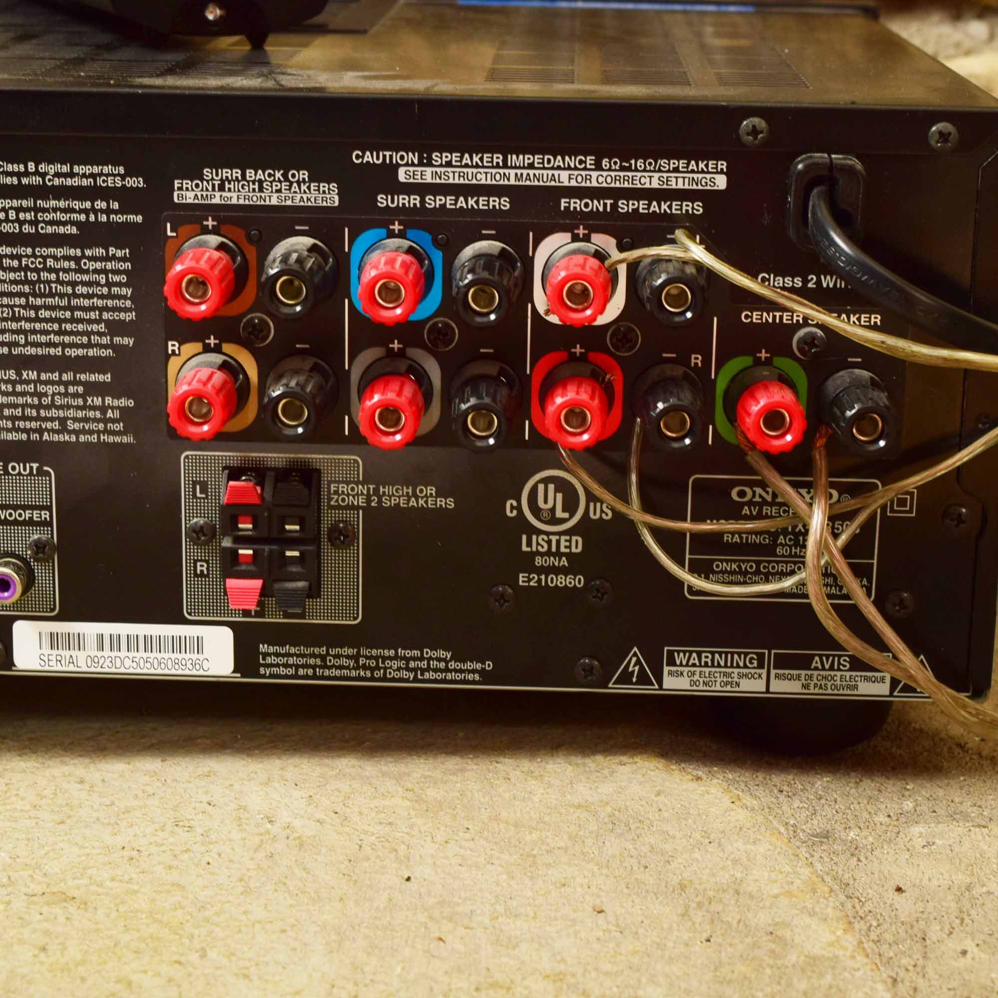 Onkyo HDMI Home Theater Receiver Model TX-SR508