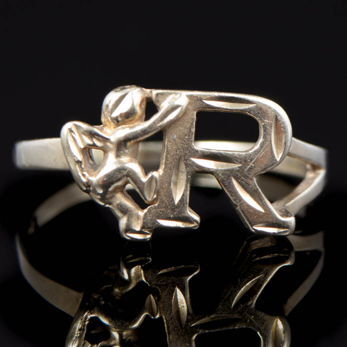 10K Yellow Gold "R" Ring