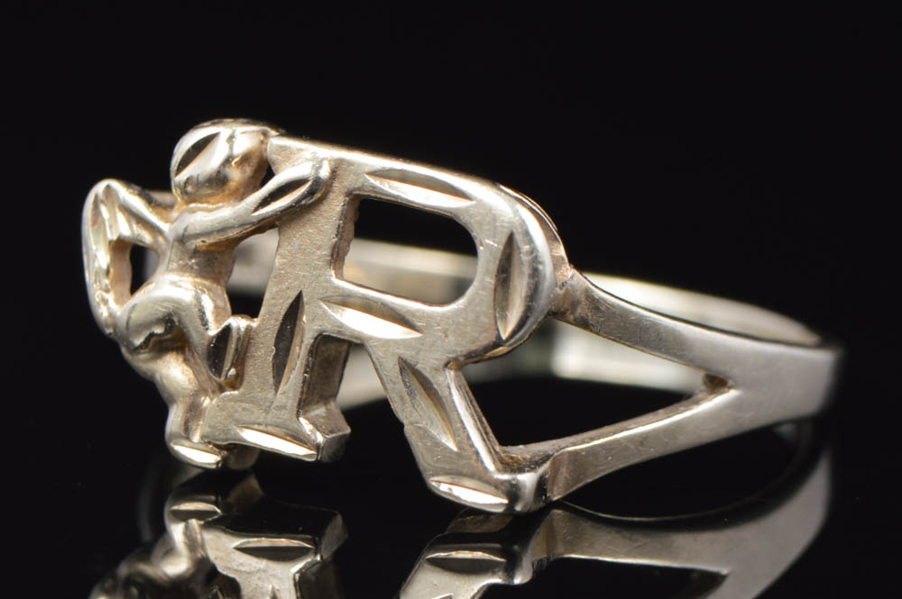 10K Yellow Gold "R" Ring