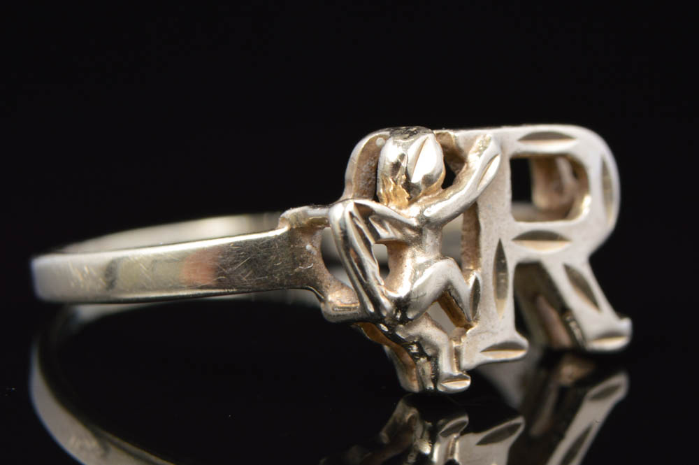 10K Yellow Gold "R" Ring