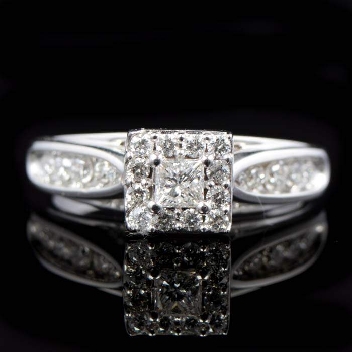 0.50 CTW Diamond and 10K White Gold Keepsake "Melody" Engagement Ring