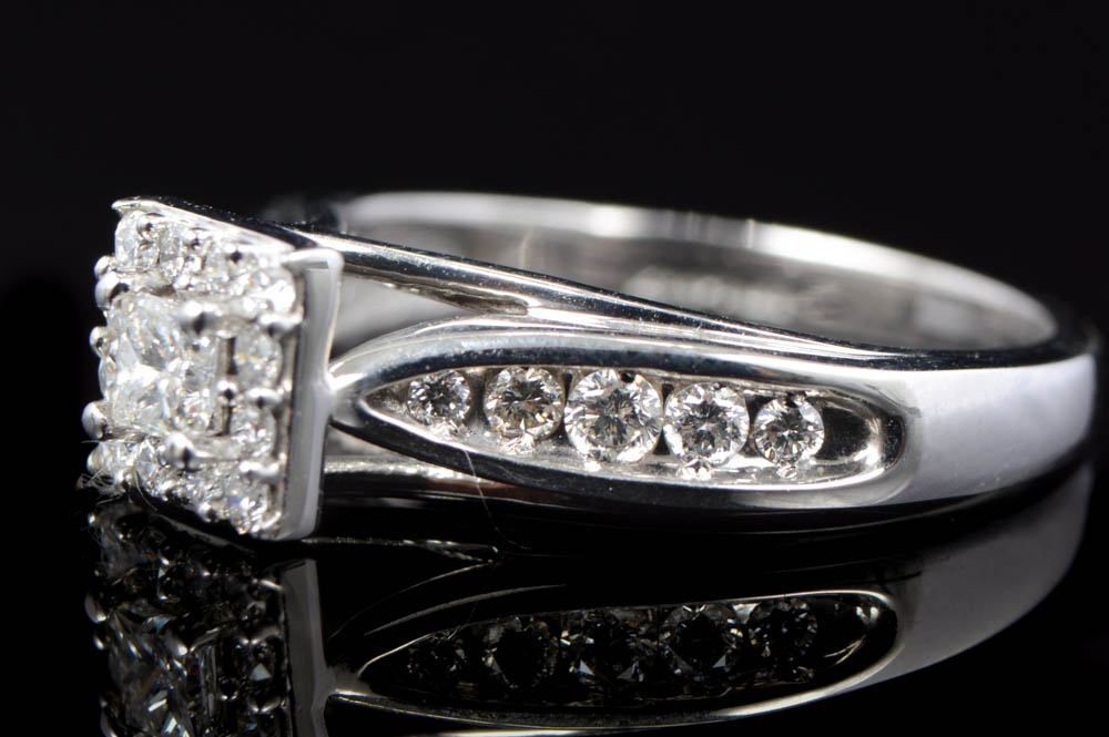 0.50 CTW Diamond and 10K White Gold Keepsake "Melody" Engagement Ring