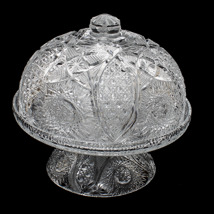 American Brilliant Cut Glass Cake Stand