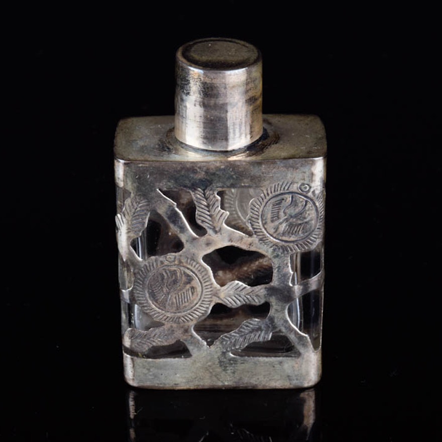 Vintage Glass and Sterling Silver Perfume Bottle