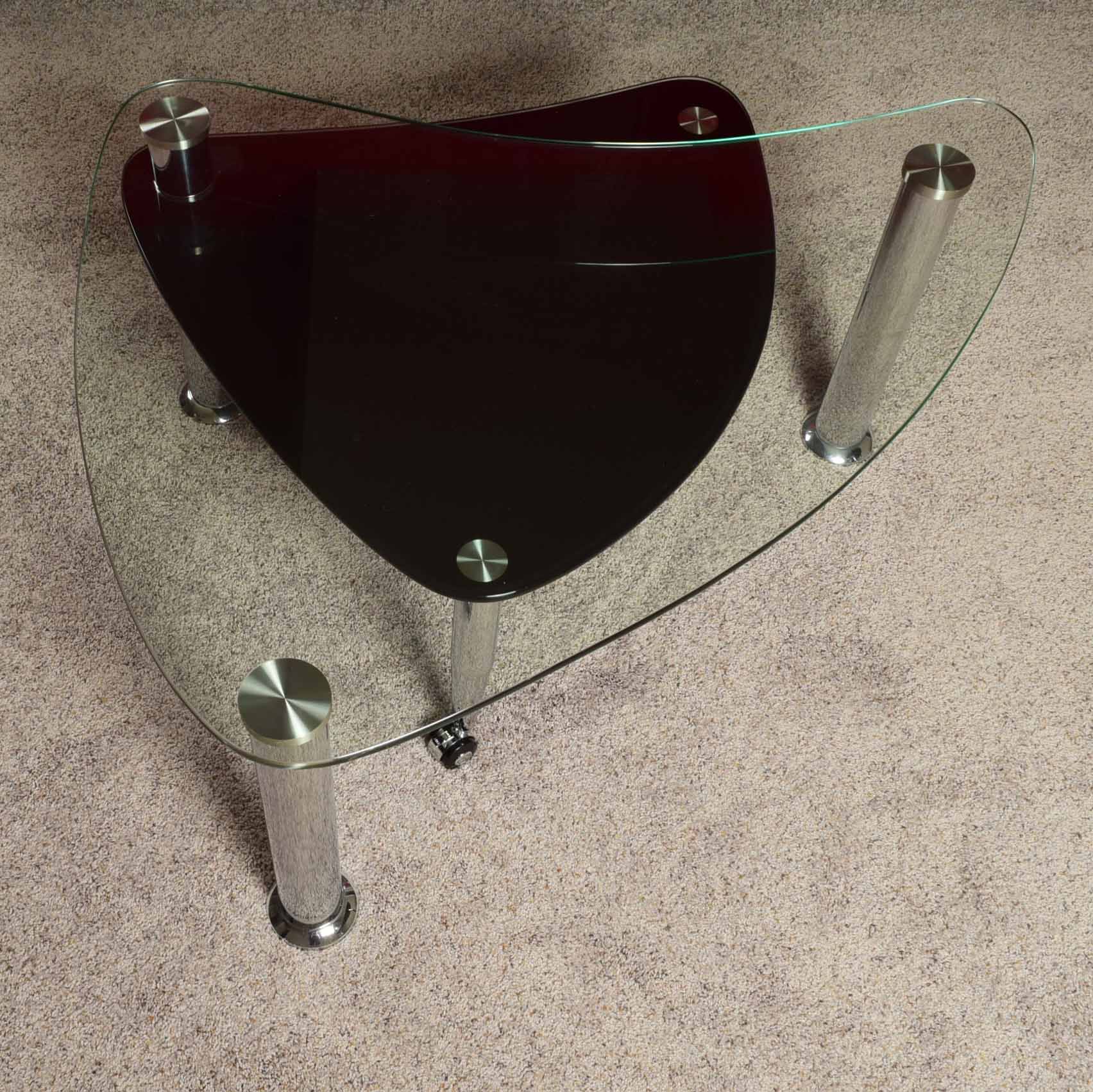 Two-Tier Chrome and Glass Kidney Shaped Coffee Table