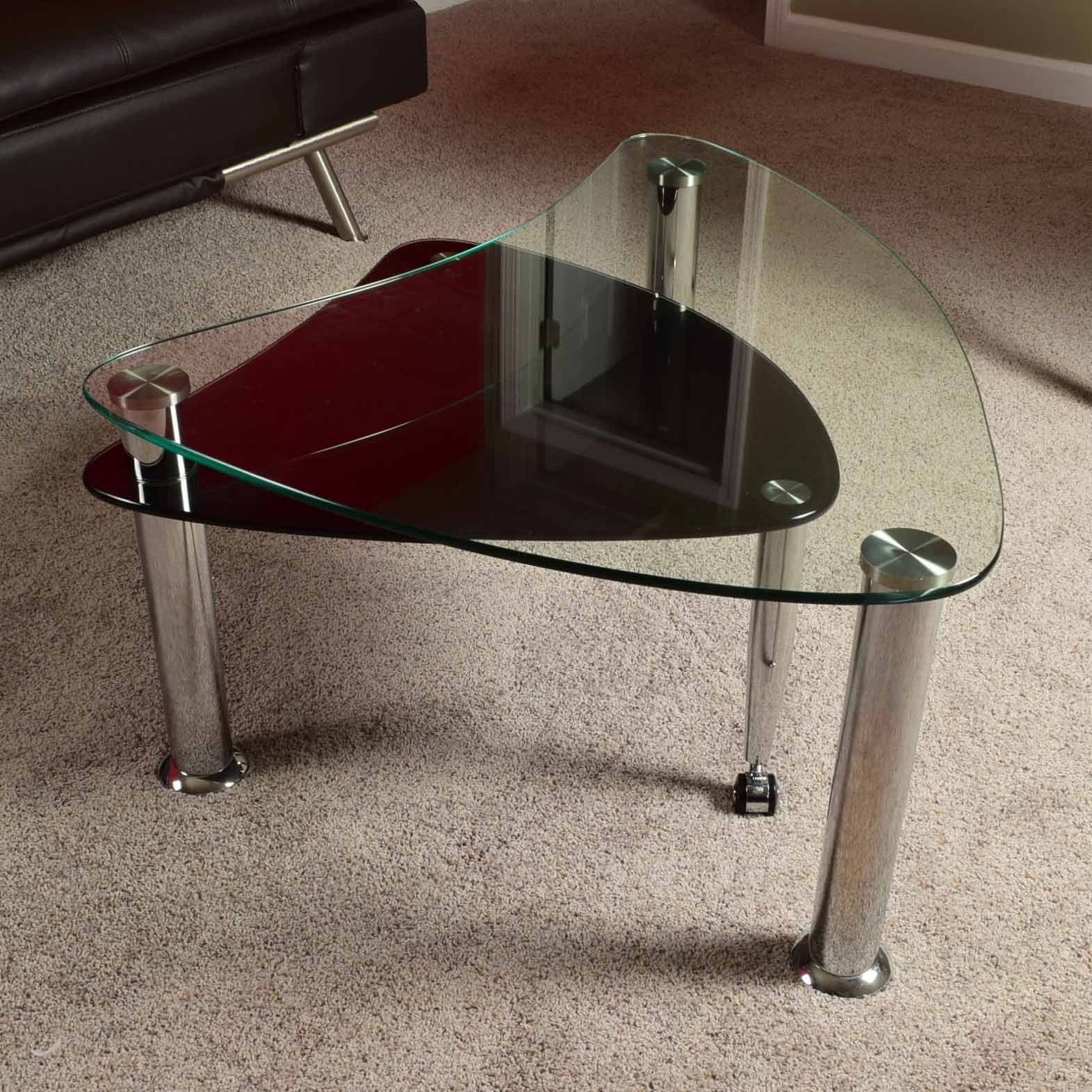 Two-Tier Chrome and Glass Kidney Shaped Coffee Table