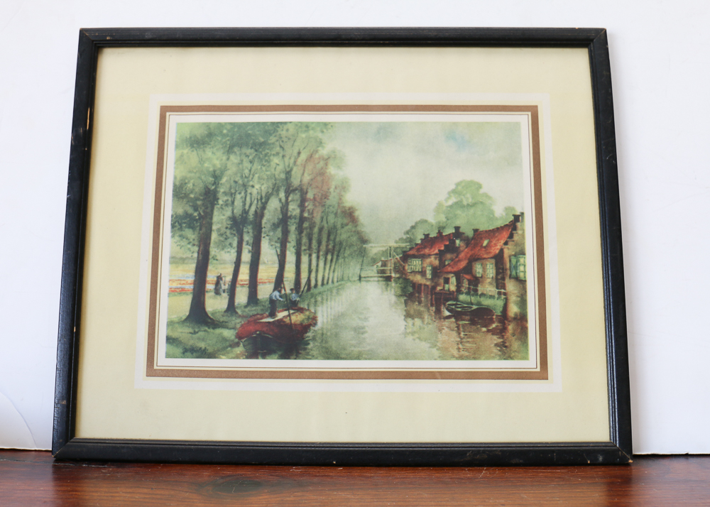 Dutch Windmill and Canal Landscape Prints
