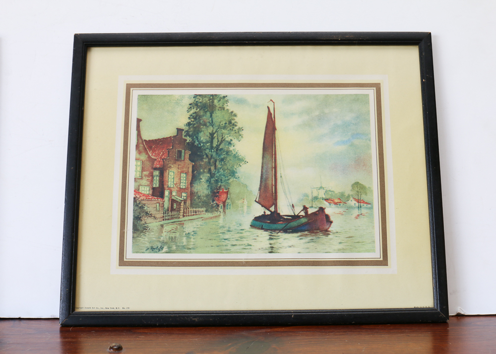 Dutch Windmill and Canal Landscape Prints