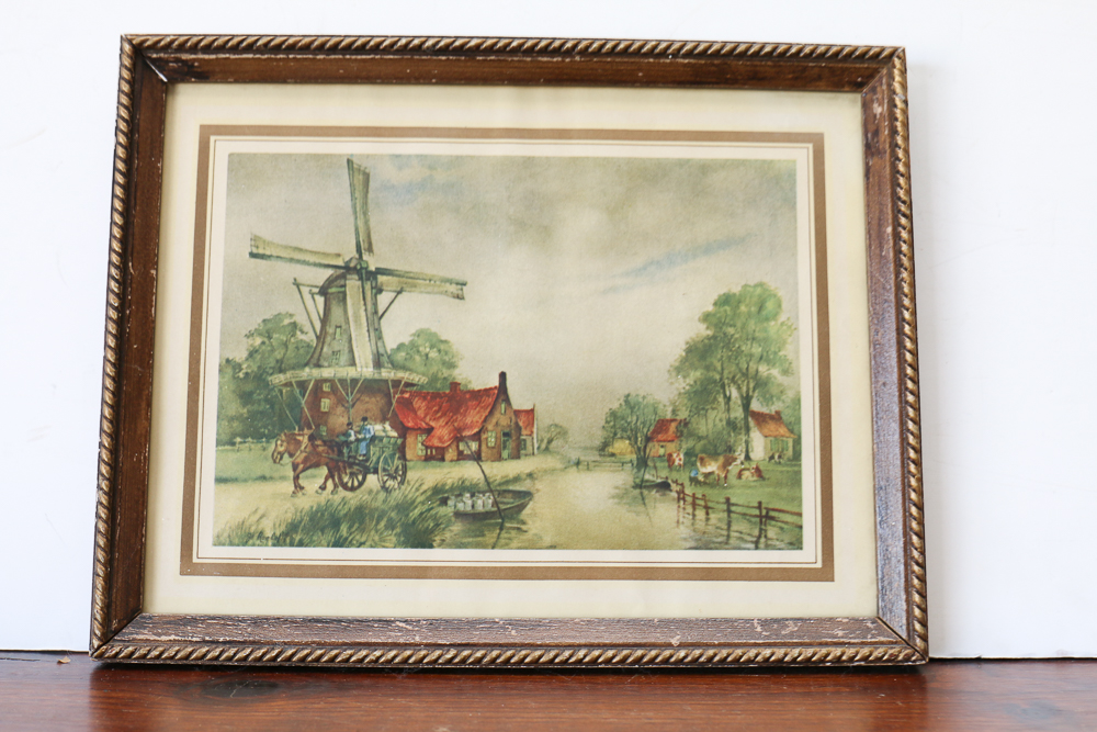 Dutch Windmill and Canal Landscape Prints