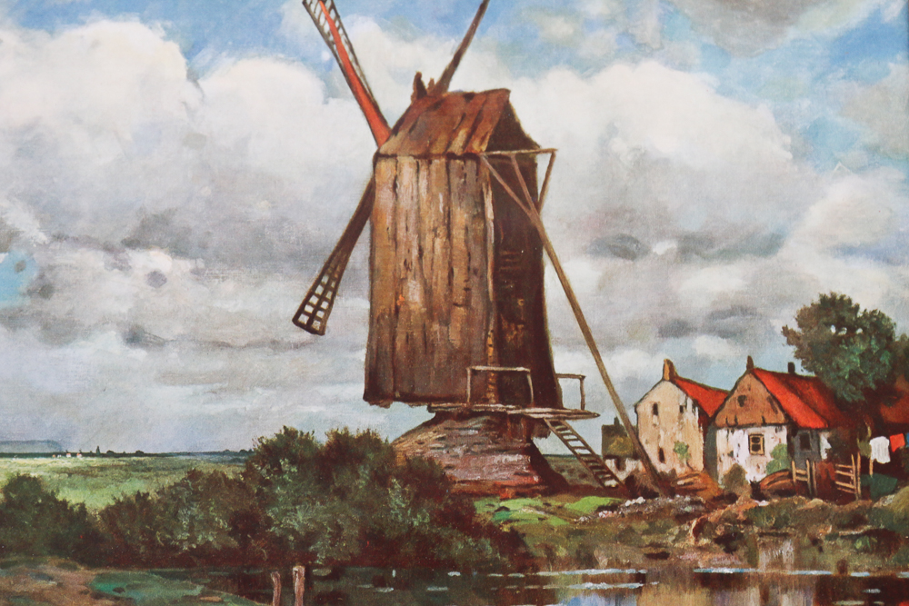 Vintage Lithographic Windmill Framed Print