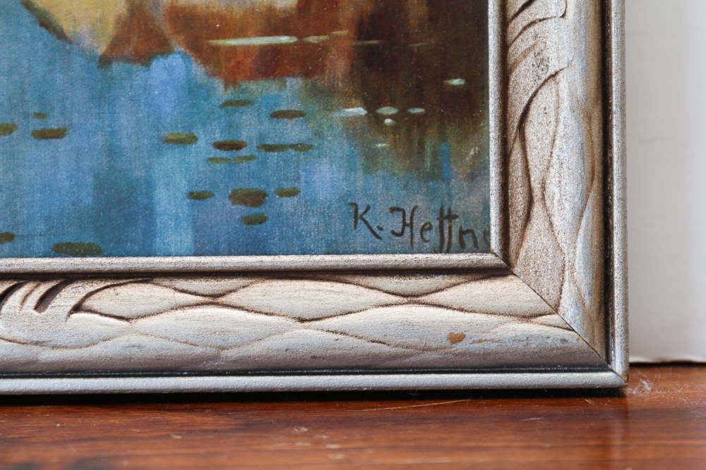 Vintage Lithographic Windmill Framed Print