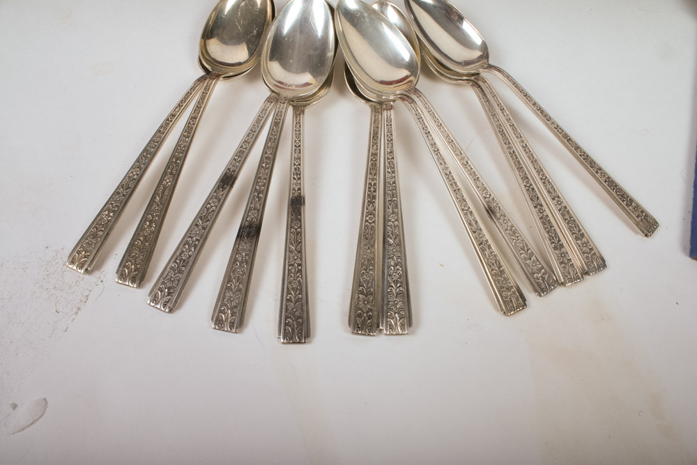 73-Piece Chased Classic Lunt Sterling Silver Flatware with Chest