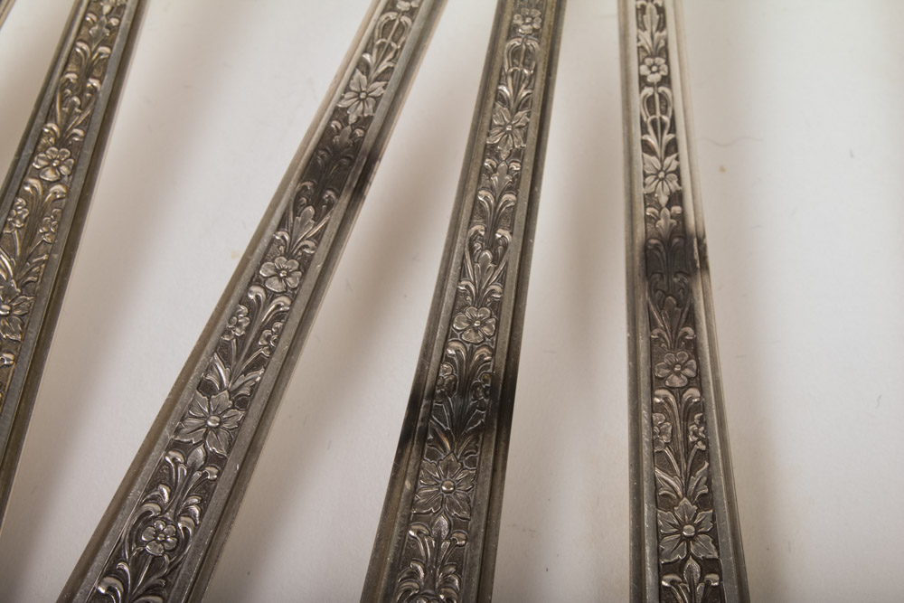 73-Piece Chased Classic Lunt Sterling Silver Flatware with Chest