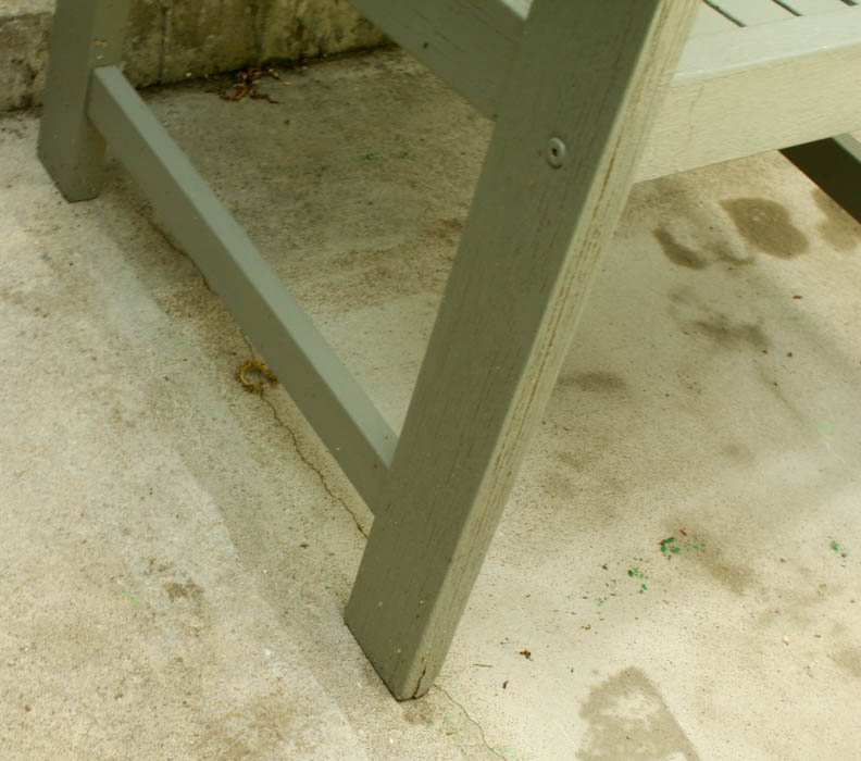 Outdoor Wooden Slat Chair with Gray Painted Finish