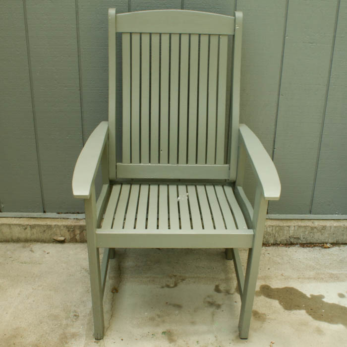 Outdoor Wooden Slat Chair with Gray Painted Finish