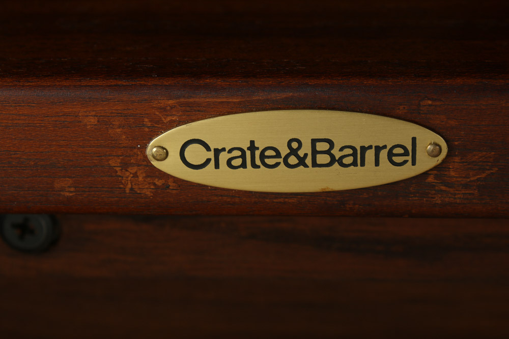 Set of Four Basque Honey Wood Dining Chairs by Crate and Barrel