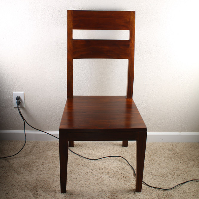 Set of Four Basque Honey Wood Dining Chairs by Crate and Barrel