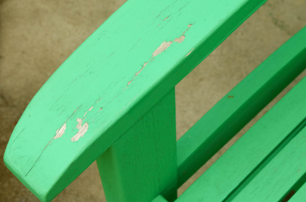 Outdoor Wooden Slat Rocking Chair with Green Finish