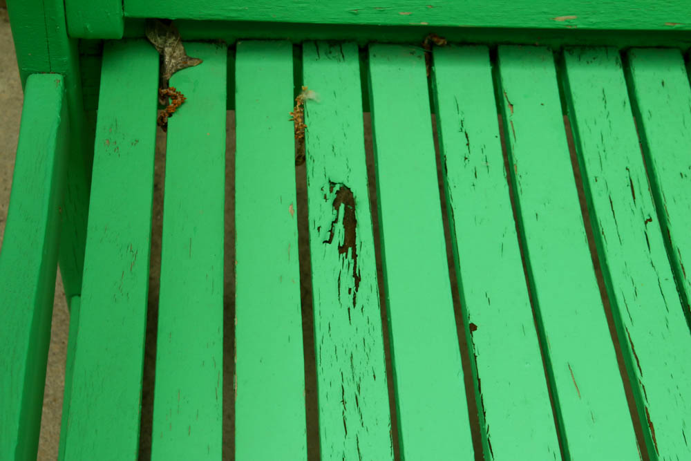 Outdoor Wooden Slat Rocking Chair with Green Finish