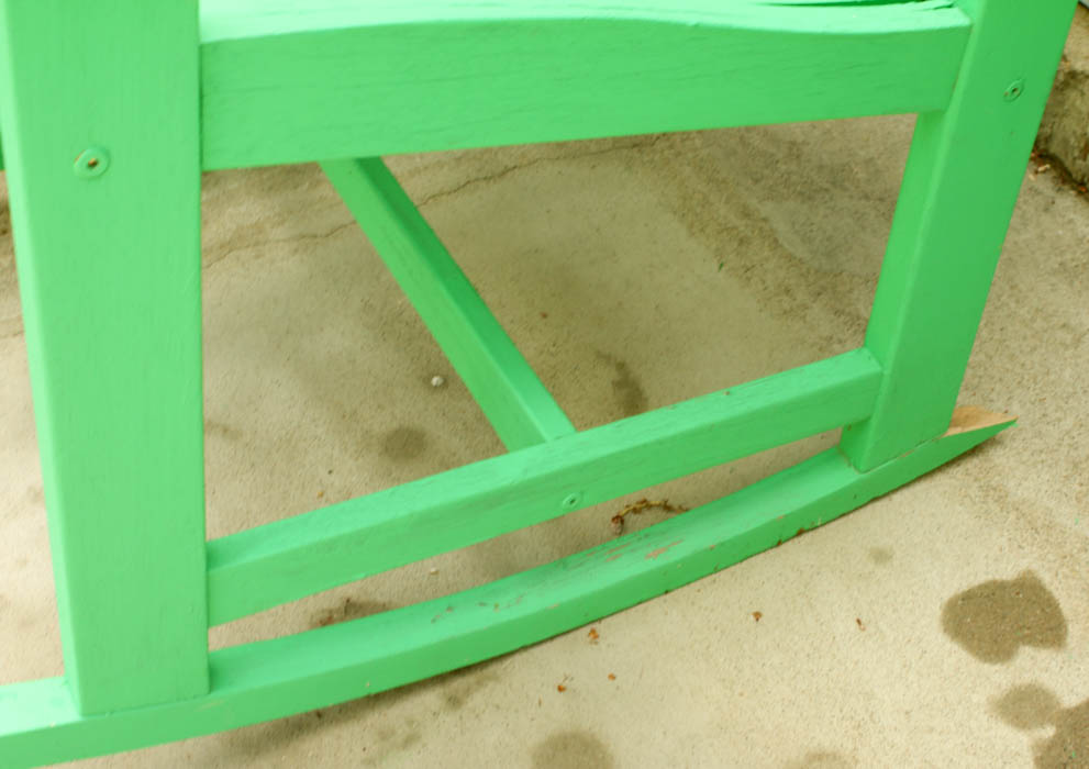 Outdoor Wooden Slat Rocking Chair with Green Finish