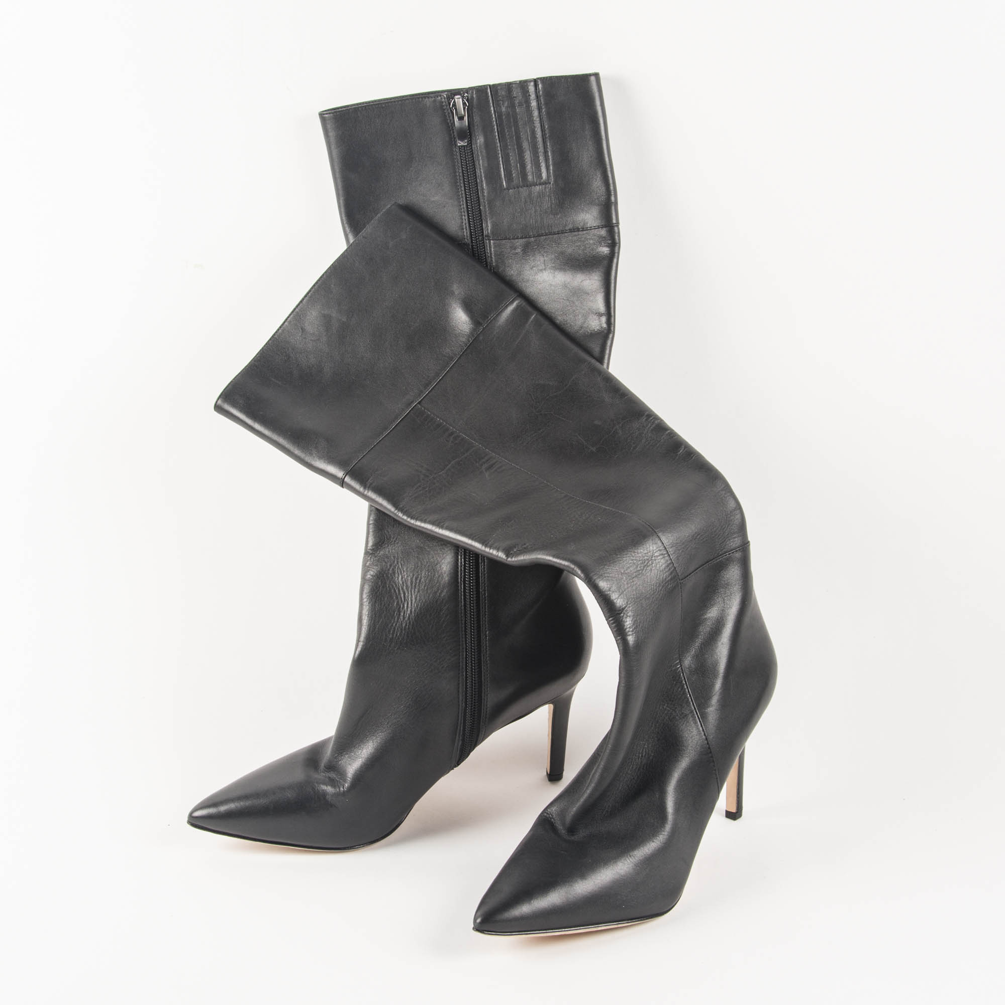 Via Spiga Stiletto Heel Black Leather Boots